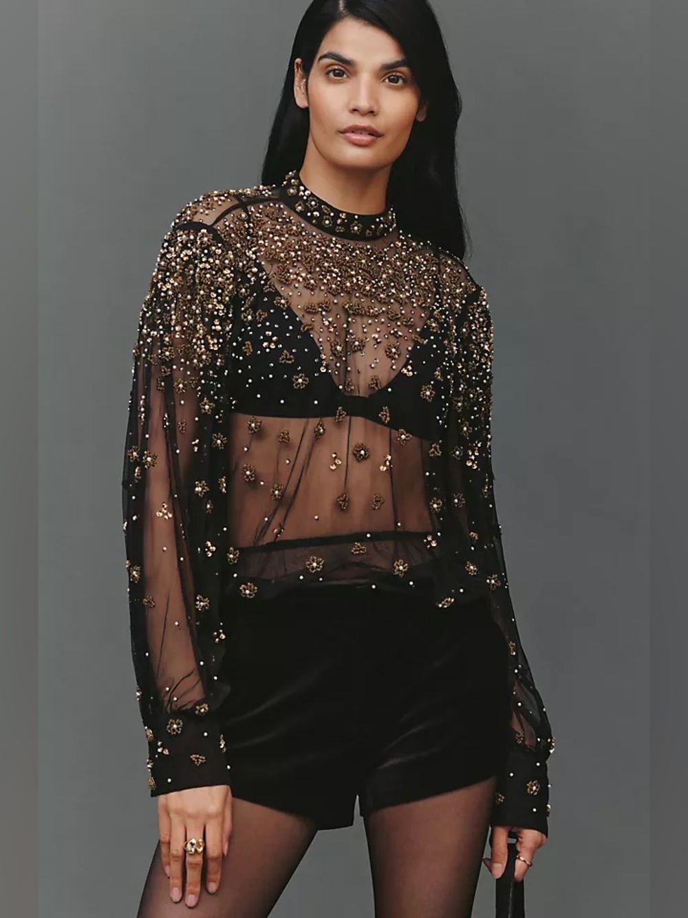 FARM RIO Embroidered Bubble Tulle Blouse NWT Size XL